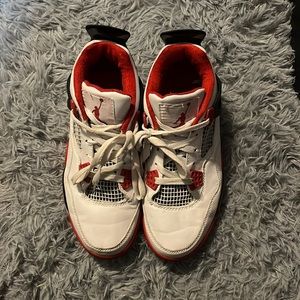 Red and white Air Jordans